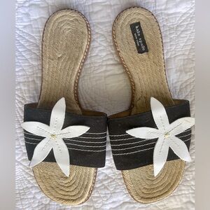 Kate Spade Black and White Floral Sandals